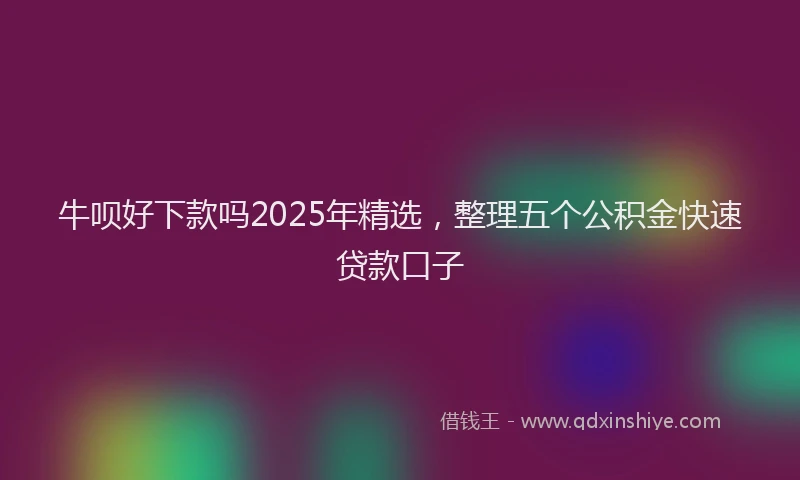 牛呗好下款吗2025年精选，整理五个公积金快速贷款口子