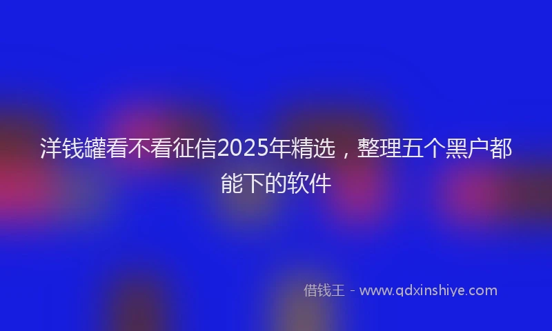 洋钱罐看不看征信2025年精选，整理五个黑户都能下的软件