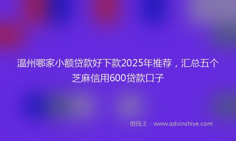 温州哪家小额贷款好下款2025年推荐，汇总五个芝麻信用600贷款口子
