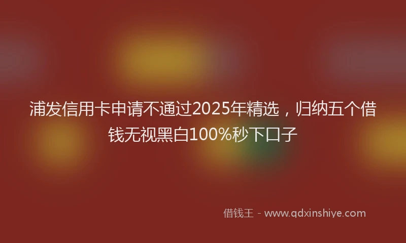 浦发信用卡申请不通过2025年精选，归纳五个借钱无视黑白100%秒下口子