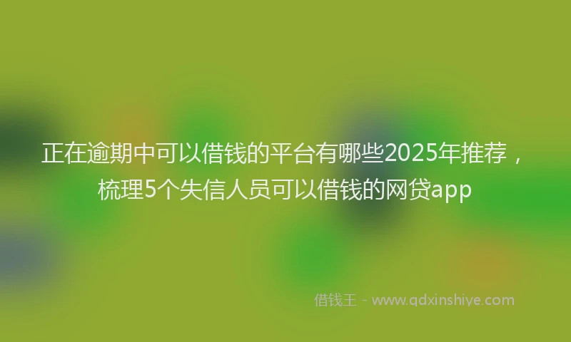 正在逾期中可以借钱的平台有哪些2025年推荐，梳理5个失信人员可以借钱的网贷app