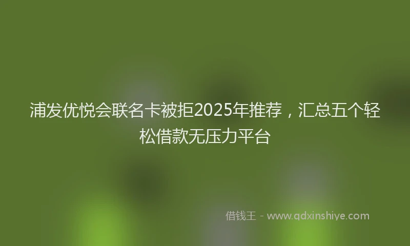浦发优悦会联名卡被拒2025年推荐，汇总五个轻松借款无压力平台