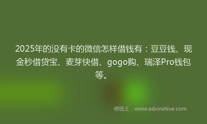 2025年的没有卡的微信怎样借钱有：豆豆钱、现金秒借贷宝、麦芽快借、gogo购、瑞泽Pro钱包等。
