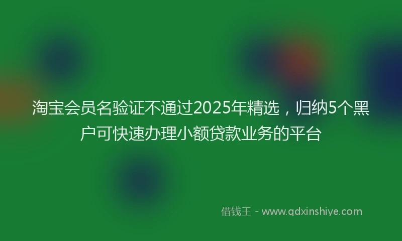 淘宝会员名验证不通过2025年精选，归纳5个黑户可快速办理小额贷款业务的平台