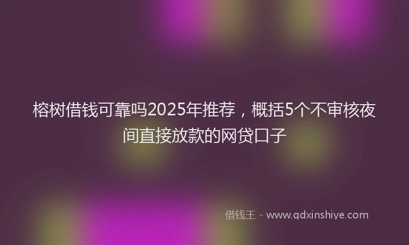 榕树借钱可靠吗2025年推荐，概括5个不审核夜间直接放款的网贷口子