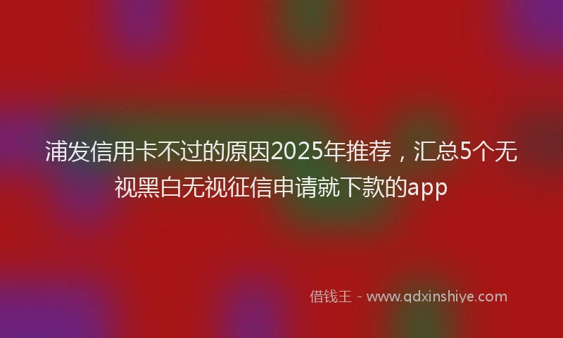 浦发信用卡不过的原因2025年推荐，汇总5个无视黑白无视征信申请就下款的app