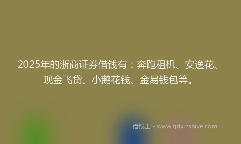 2025年的浙商证券借钱有：奔跑租机、安逸花、现金飞贷、小鹅花钱、金易钱包等。