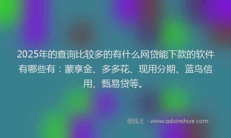 2025年的查询比较多的有什么网贷能下款的软件有哪些有：蒙享金、多多花、现用分期、蓝鸟信用、甄易贷等。
