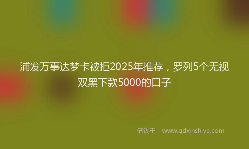 浦发万事达梦卡被拒2025年推荐，罗列5个无视双黑下款5000的口子