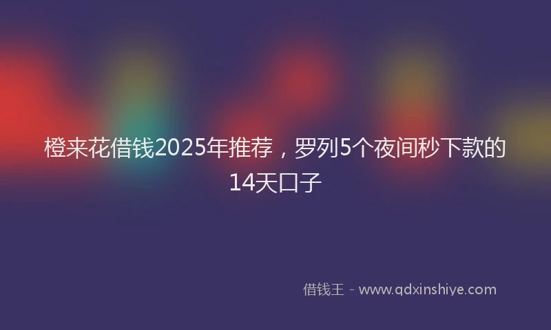 橙来花借钱2025年推荐，罗列5个夜间秒下款的14天口子