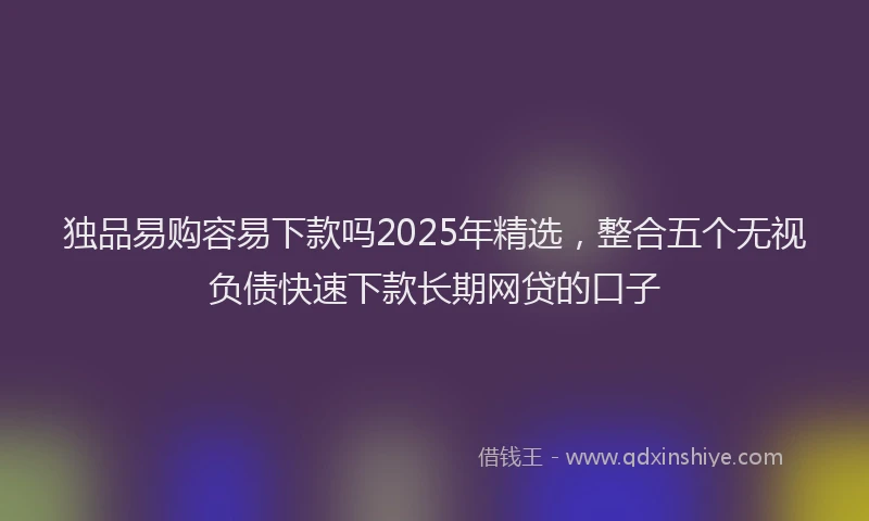 独品易购容易下款吗2025年精选，整合五个无视负债快速下款长期网贷的口子