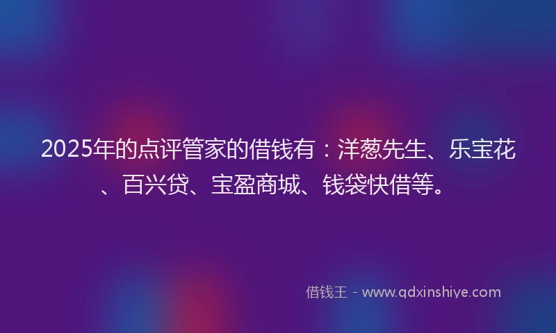 2025年的点评管家的借钱有：洋葱先生、乐宝花、百兴贷、宝盈商城、钱袋快借等。