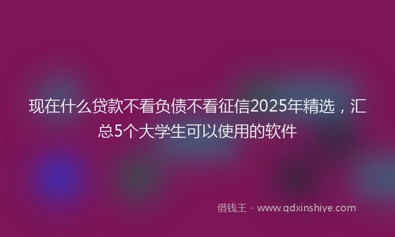 现在什么贷款不看负债不看征信2025年精选，汇总5个大学生可以使用的软件