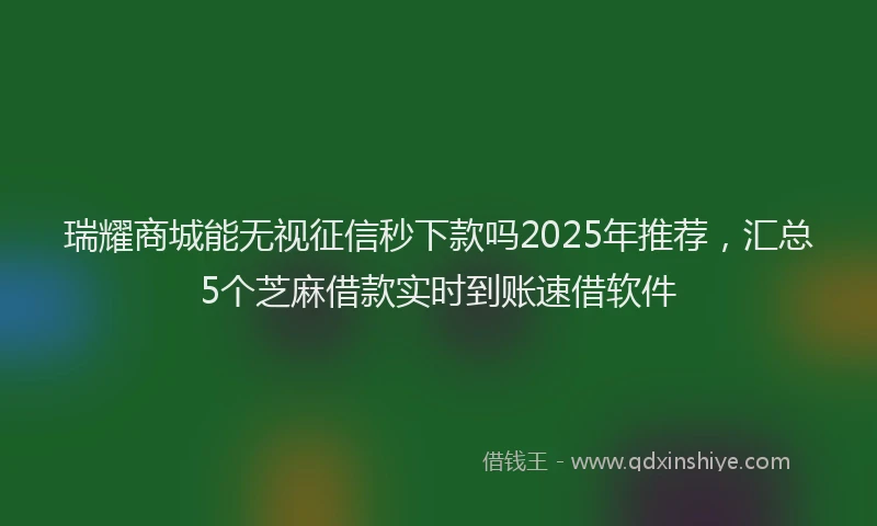 瑞耀商城能无视征信秒下款吗2025年推荐，汇总5个芝麻借款实时到账速借软件