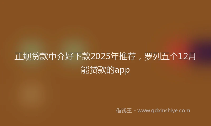 正规贷款中介好下款2025年推荐，罗列五个12月能贷款的app
