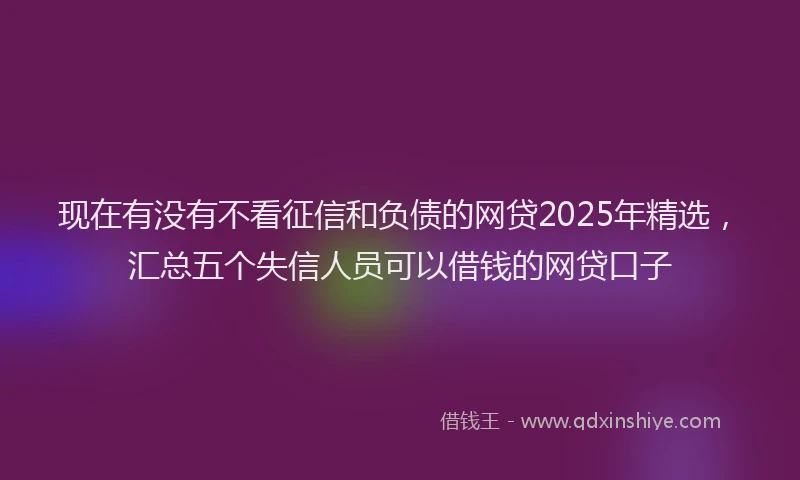 现在有没有不看征信和负债的网贷2025年精选，汇总五个失信人员可以借钱的网贷口子