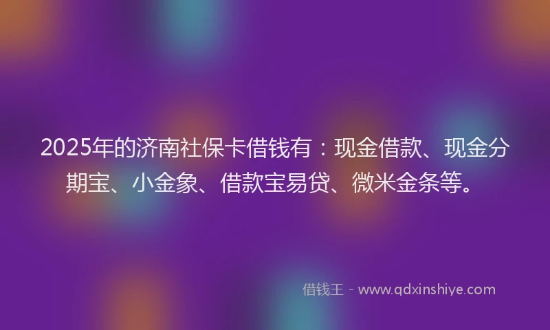2025年的济南社保卡借钱有：现金借款、现金分期宝、小金象、借款宝易贷、微米金条等。