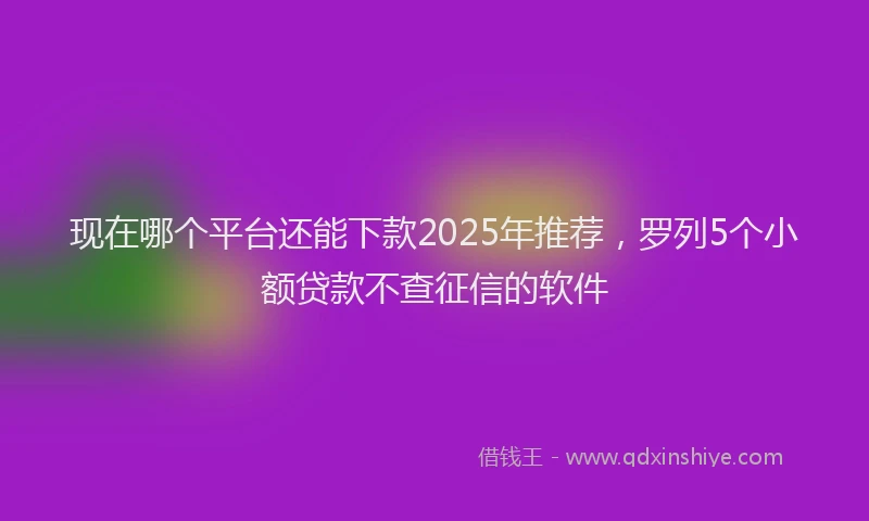 现在哪个平台还能下款2025年推荐，罗列5个小额贷款不查征信的软件