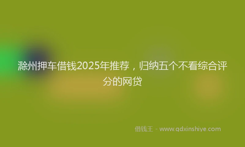 滁州押车借钱2025年推荐，归纳五个不看综合评分的网贷
