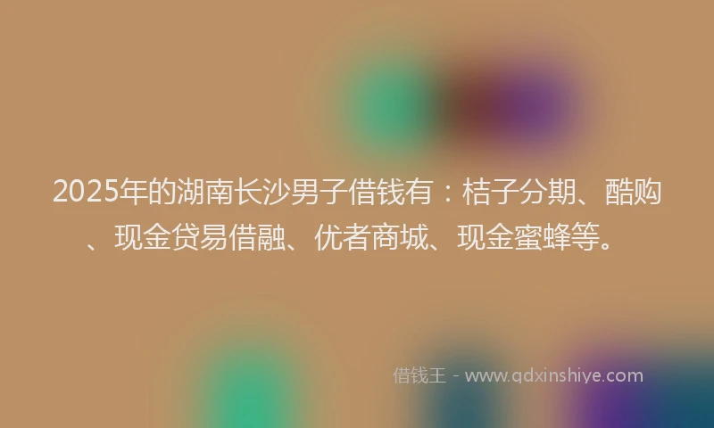 2025年的湖南长沙男子借钱有：桔子分期、酷购、现金贷易借融、优者商城、现金蜜蜂等。