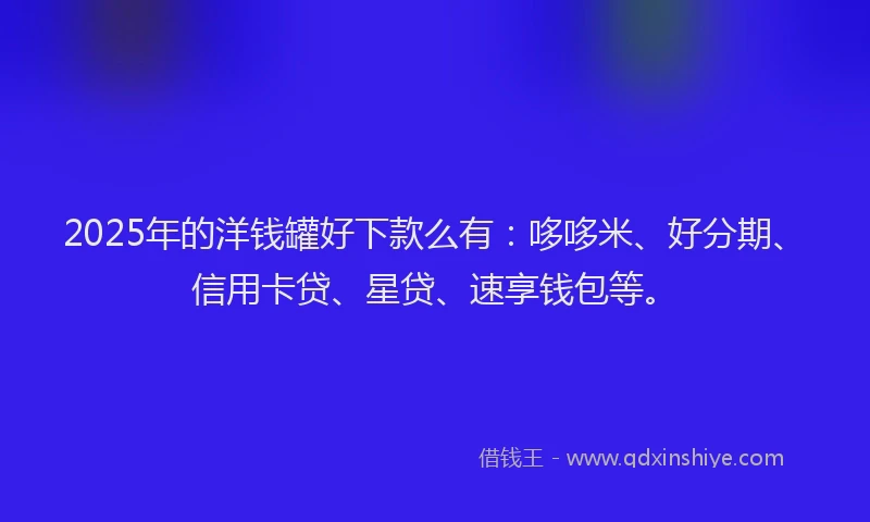 2025年的洋钱罐好下款么有：哆哆米、好分期、信用卡贷、星贷、速享钱包等。