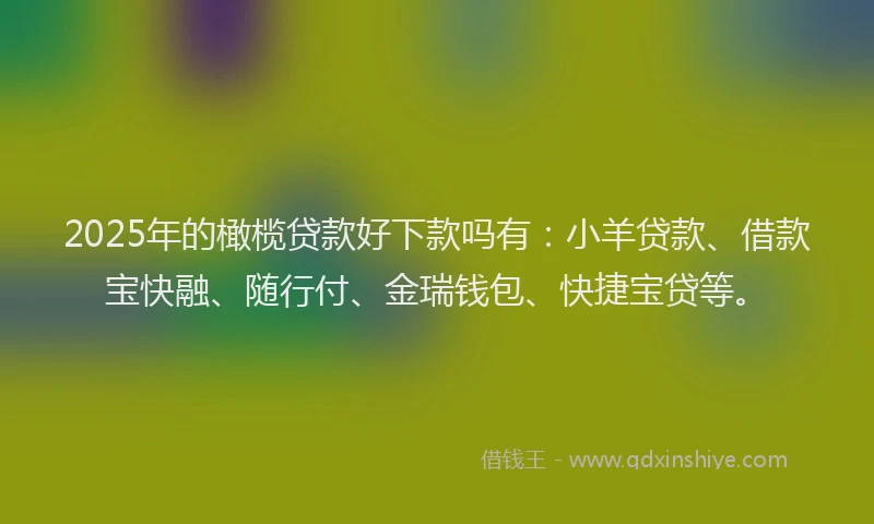 2025年的橄榄贷款好下款吗有：小羊贷款、借款宝快融、随行付、金瑞钱包、快捷宝贷等。
