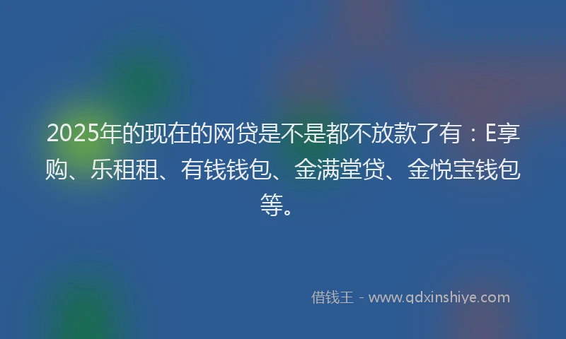 2025年的现在的网贷是不是都不放款了有：E享购、乐租租、有钱钱包、金满堂贷、金悦宝钱包等。