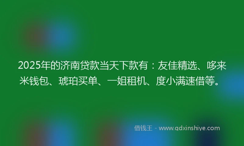 2025年的济南贷款当天下款有：友佳精选、哆来米钱包、琥珀买单、一姐租机、度小满速借等。