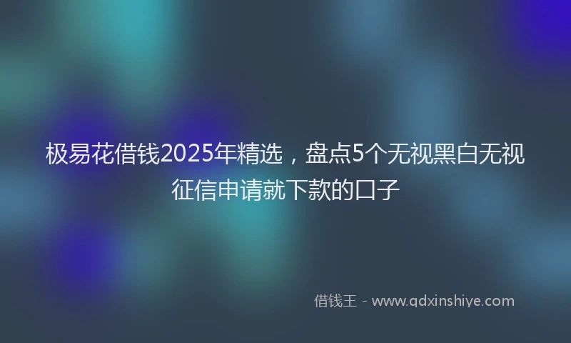 极易花借钱2025年精选，盘点5个无视黑白无视征信申请就下款的口子