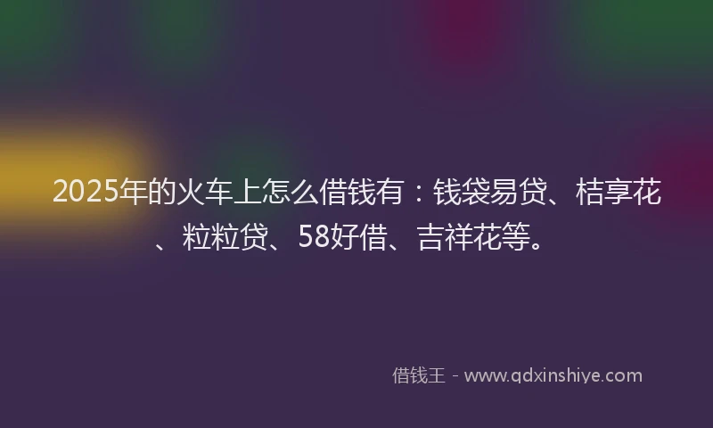 2025年的火车上怎么借钱有：钱袋易贷、桔享花、粒粒贷、58好借、吉祥花等。