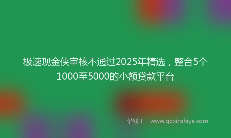 极速现金侠审核不通过2025年精选，整合5个1000至5000的小额贷款平台