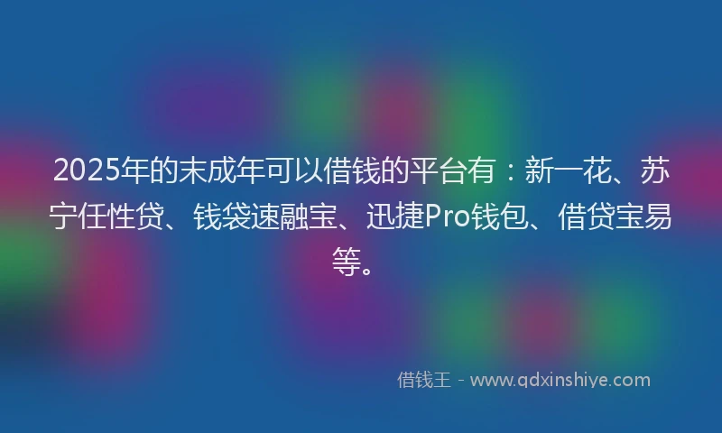 2025年的末成年可以借钱的平台有：新一花、苏宁任性贷、钱袋速融宝、迅捷Pro钱包、借贷宝易等。