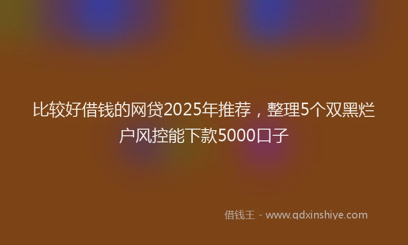 比较好借钱的网贷2025年推荐，整理5个双黑烂户风控能下款5000口子