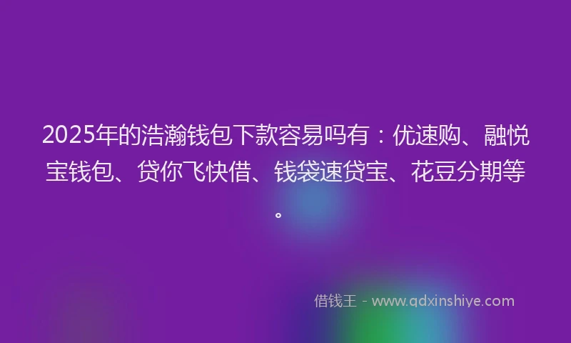 2025年的浩瀚钱包下款容易吗有：优速购、融悦宝钱包、贷你飞快借、钱袋速贷宝、花豆分期等。