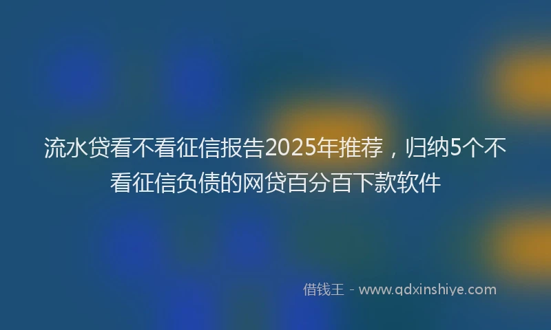 流水贷看不看征信报告2025年推荐，归纳5个不看征信负债的网贷百分百下款软件