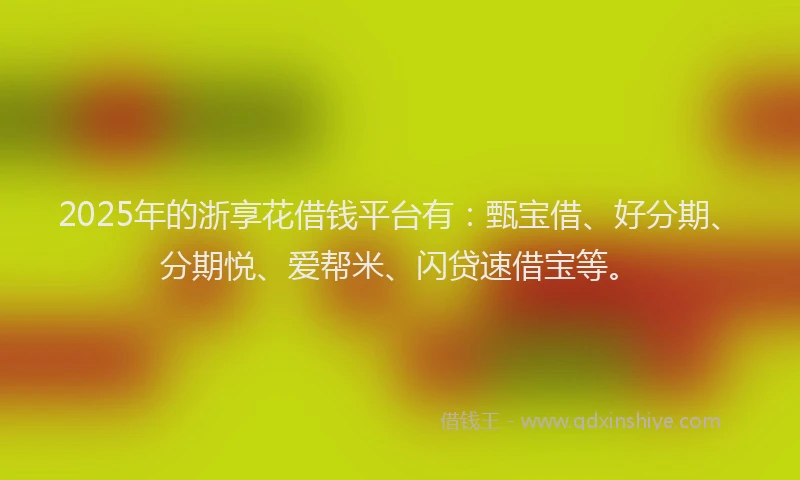 2025年的浙享花借钱平台有：甄宝借、好分期、分期悦、爱帮米、闪贷速借宝等。
