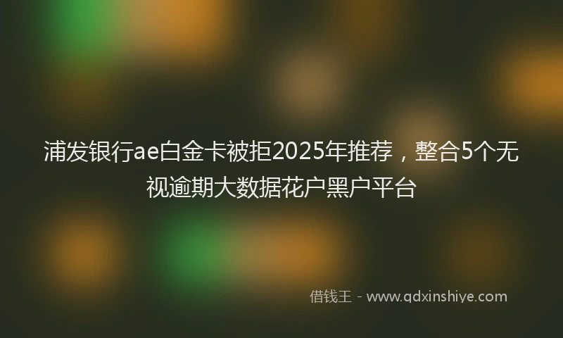 浦发银行ae白金卡被拒2025年推荐，整合5个无视逾期大数据花户黑户平台