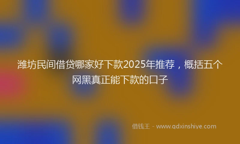 潍坊民间借贷哪家好下款2025年推荐，概括五个网黑真正能下款的口子