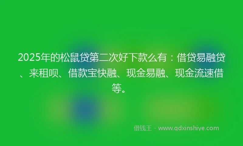 2025年的松鼠贷第二次好下款么有：借贷易融贷、来租呗、借款宝快融、现金易融、现金流速借等。