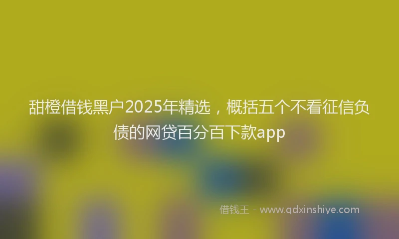 甜橙借钱黑户2025年精选，概括五个不看征信负债的网贷百分百下款app