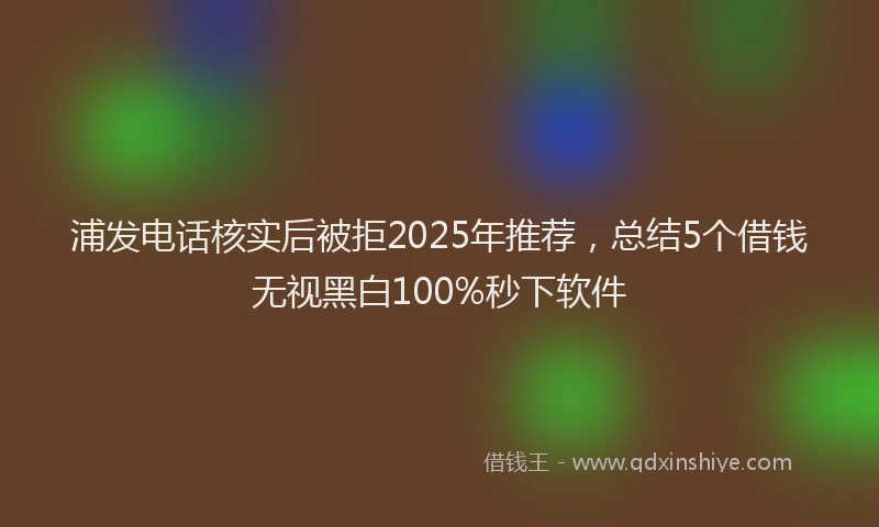 浦发电话核实后被拒2025年推荐，总结5个借钱无视黑白100%秒下软件