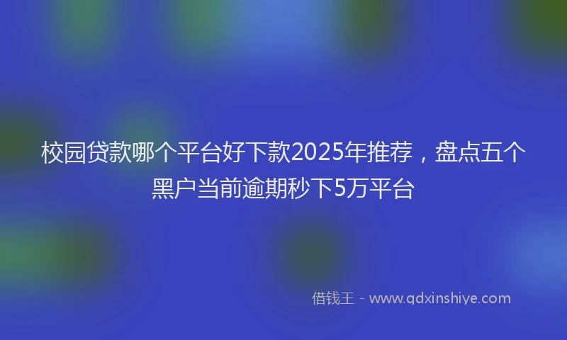 校园贷款哪个平台好下款2025年推荐，盘点五个黑户当前逾期秒下5万平台