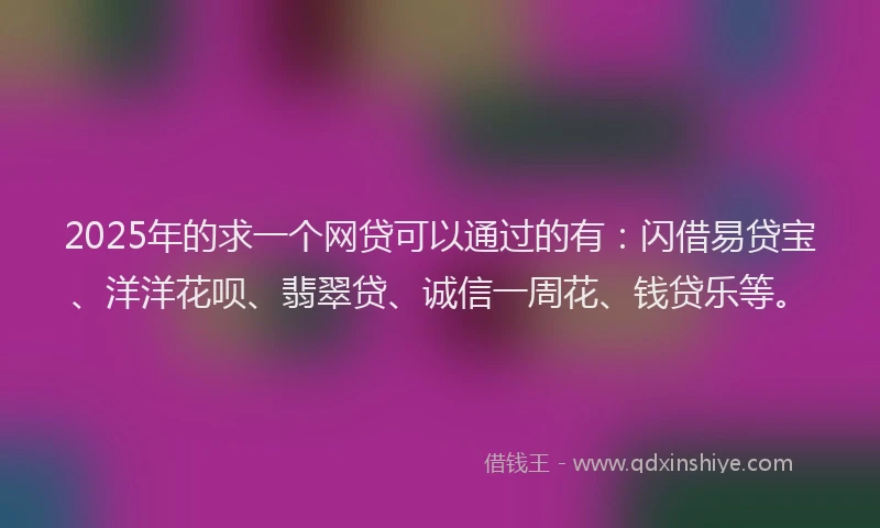 2025年的求一个网贷可以通过的有：闪借易贷宝、洋洋花呗、翡翠贷、诚信一周花、钱贷乐等。