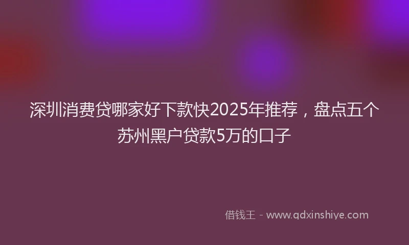 深圳消费贷哪家好下款快2025年推荐，盘点五个苏州黑户贷款5万的口子