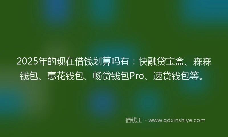 2025年的现在借钱划算吗有：快融贷宝盒、森森钱包、惠花钱包、畅贷钱包Pro、速贷钱包等。