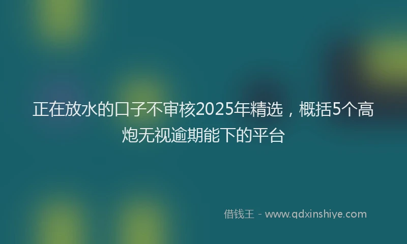 正在放水的口子不审核2025年精选，概括5个高炮无视逾期能下的平台