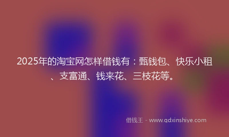 2025年的淘宝网怎样借钱有：甄钱包、快乐小租、支富通、钱来花、三枝花等。