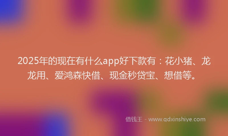 2025年的现在有什么app好下款有：花小猪、龙龙用、爱鸿森快借、现金秒贷宝、想借等。