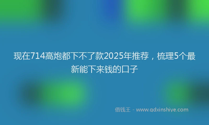 现在714高炮都下不了款2025年推荐，梳理5个最新能下来钱的口子