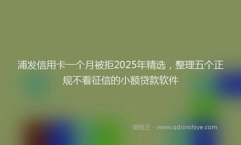 浦发信用卡一个月被拒2025年精选，整理五个正规不看征信的小额贷款软件